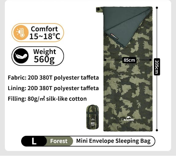 NNEOBA Camouflage Ultralight Waterproof Sleeping BagSplicable 3-Season Green