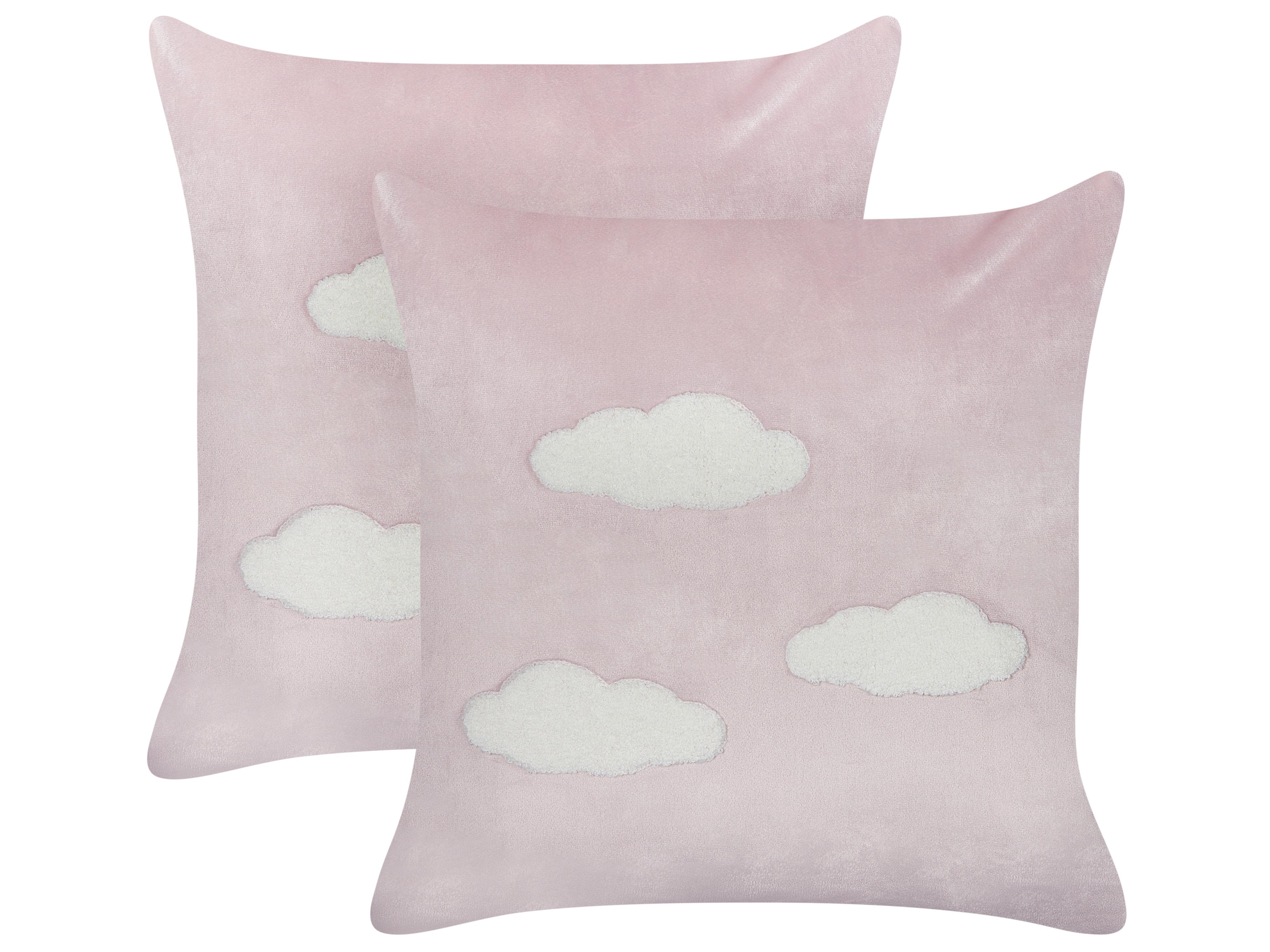 Set of 2 Decorative Cushions IPOMEA Velvet 45 x 45 cm Pink