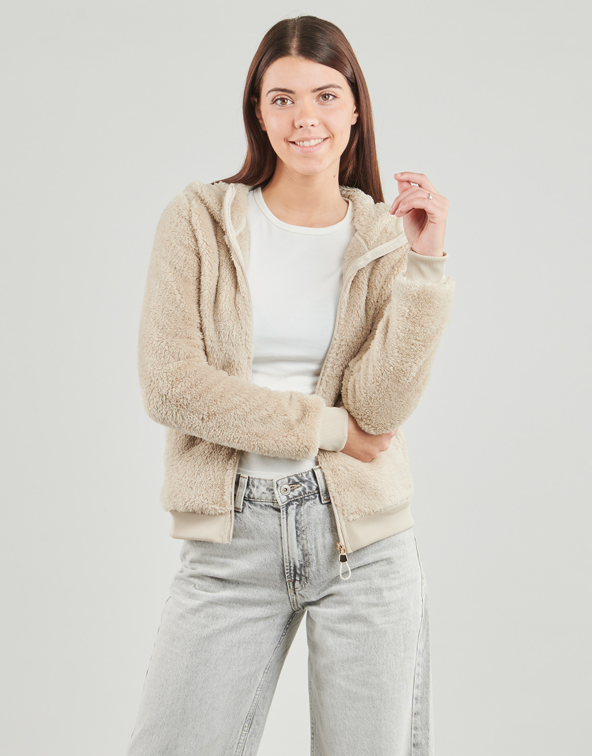 Only Play - ONPFLUFFY HOOD FZ - Beige