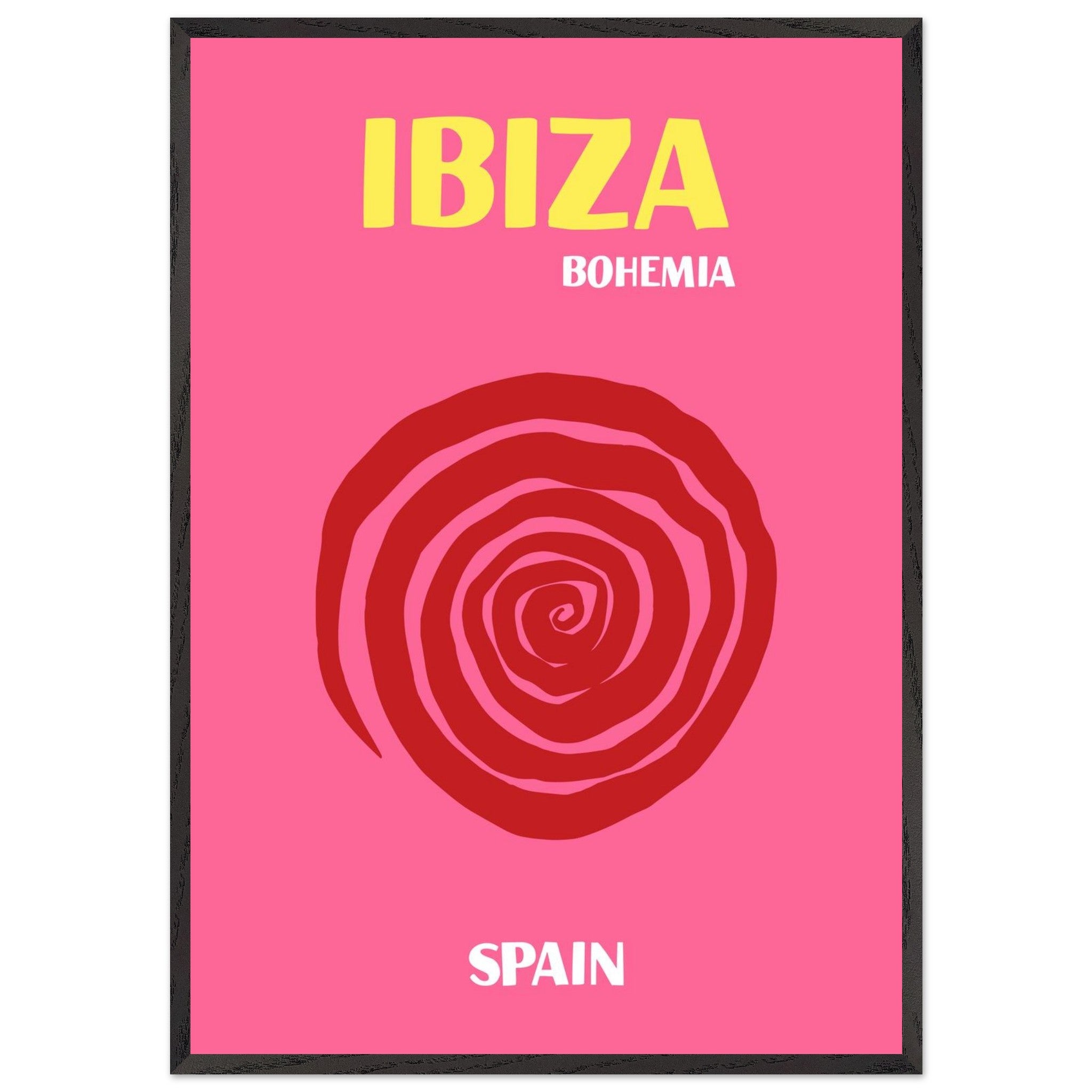 Artfulprints Poster met Lijst Spanje - Ibiza  - 70x100 cm - Roze