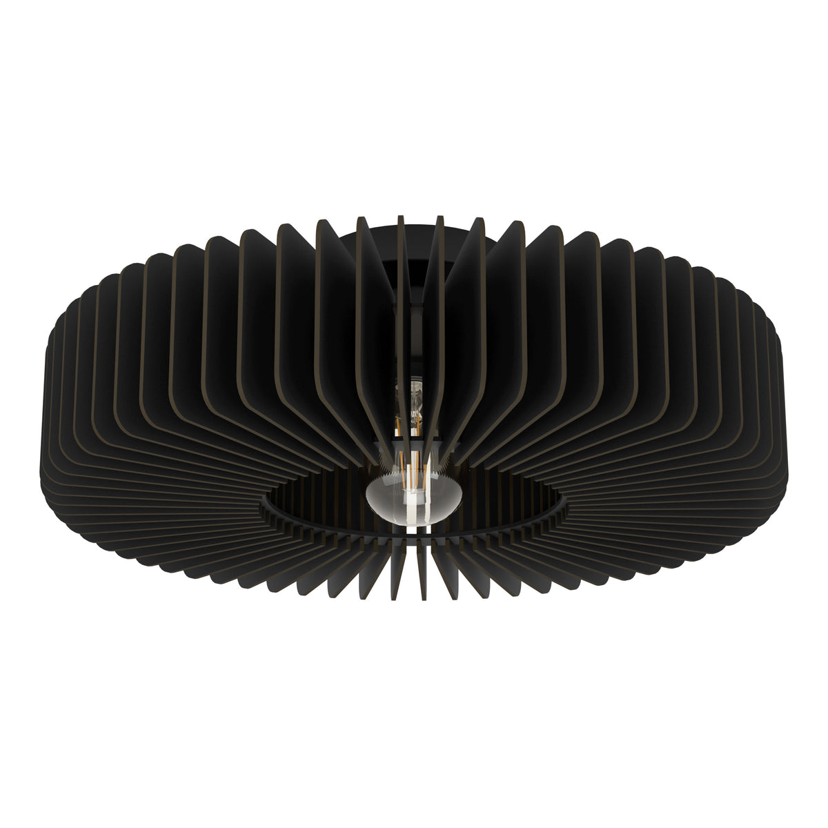 EGLO plafondlamp Palombaia - e27 - ø 50 cm - zwart - hout/staal