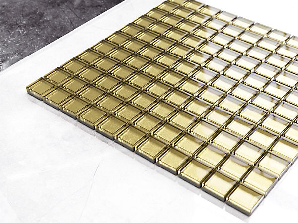 Mosaïque en verre sur filet pour salle de bain ou cuisine 30 cm x 30 cm - Golden pot