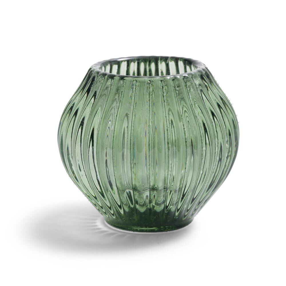 Bougeoir rond verre vert Ø7,5xH7,5cm