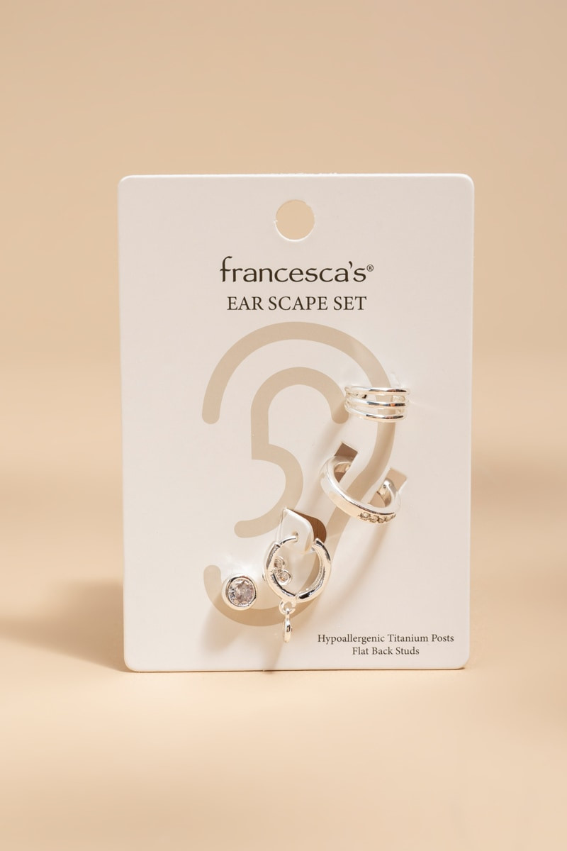 Shirley Crystal Silver Ear Scape Set