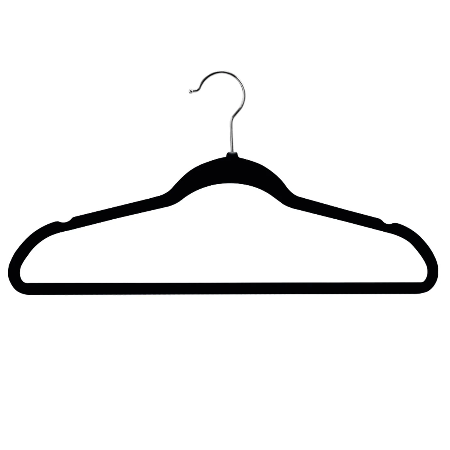 Elama Home 50Pc Velvet Slim Clothes Hangers w/SS Swivel Hooks in Black