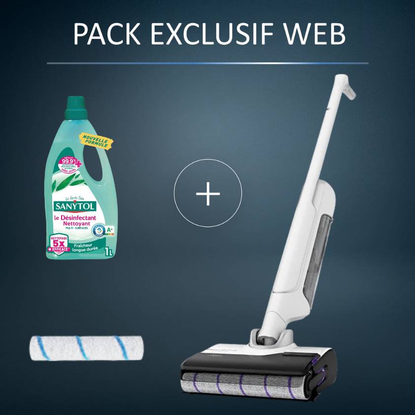 Pack Exclusif Web - Aspirateur balais X-CLEAN 10   Brosse parquet   Sanytol Offert
