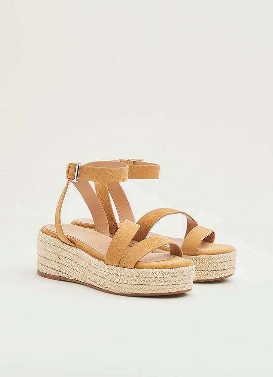 Siena Tan Suede Asymmetric Strap Espadrilles