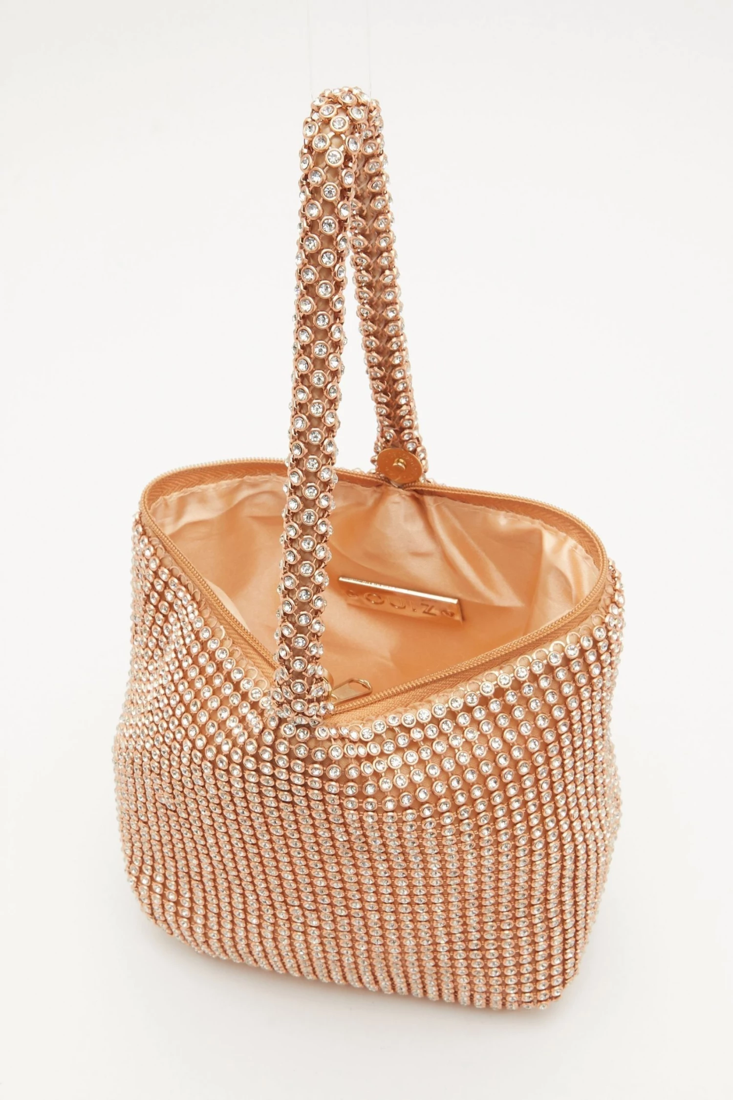 Quiz Gold Diamante Handle Pouch Bag