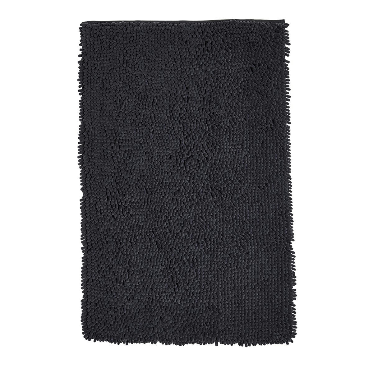 ESSENTIAL - Tapis de bain mèche en Polyester Gris anthracite 50x80 cm