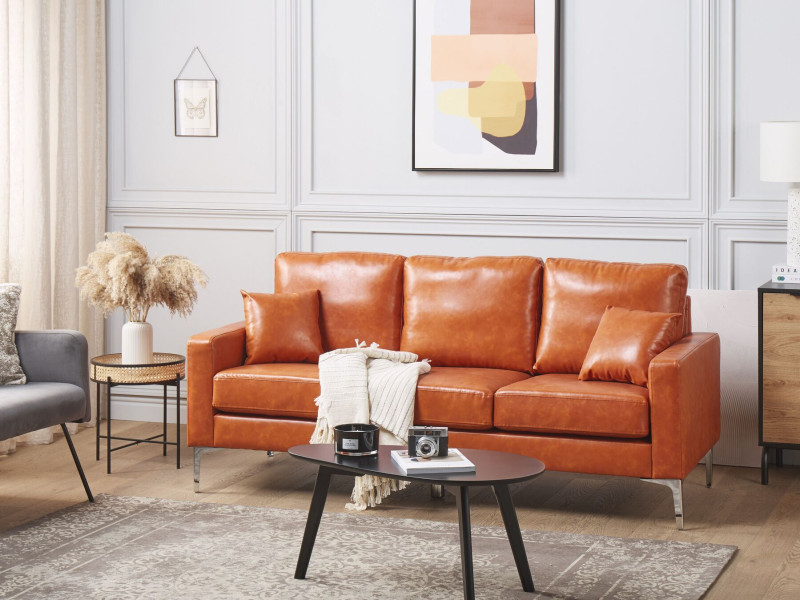 Sofa kanapa ekoskóra brązowa