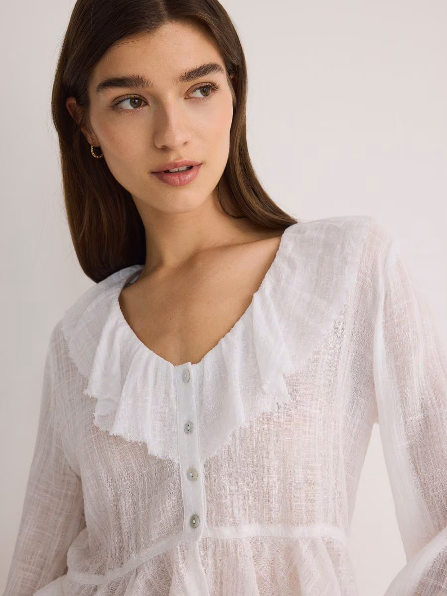 Cropped Blouse With Ruffle Details