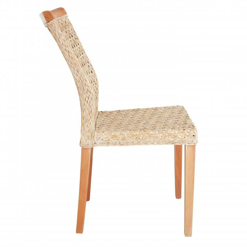 JUSTINE - Chaise en bois et rotin tressé naturel