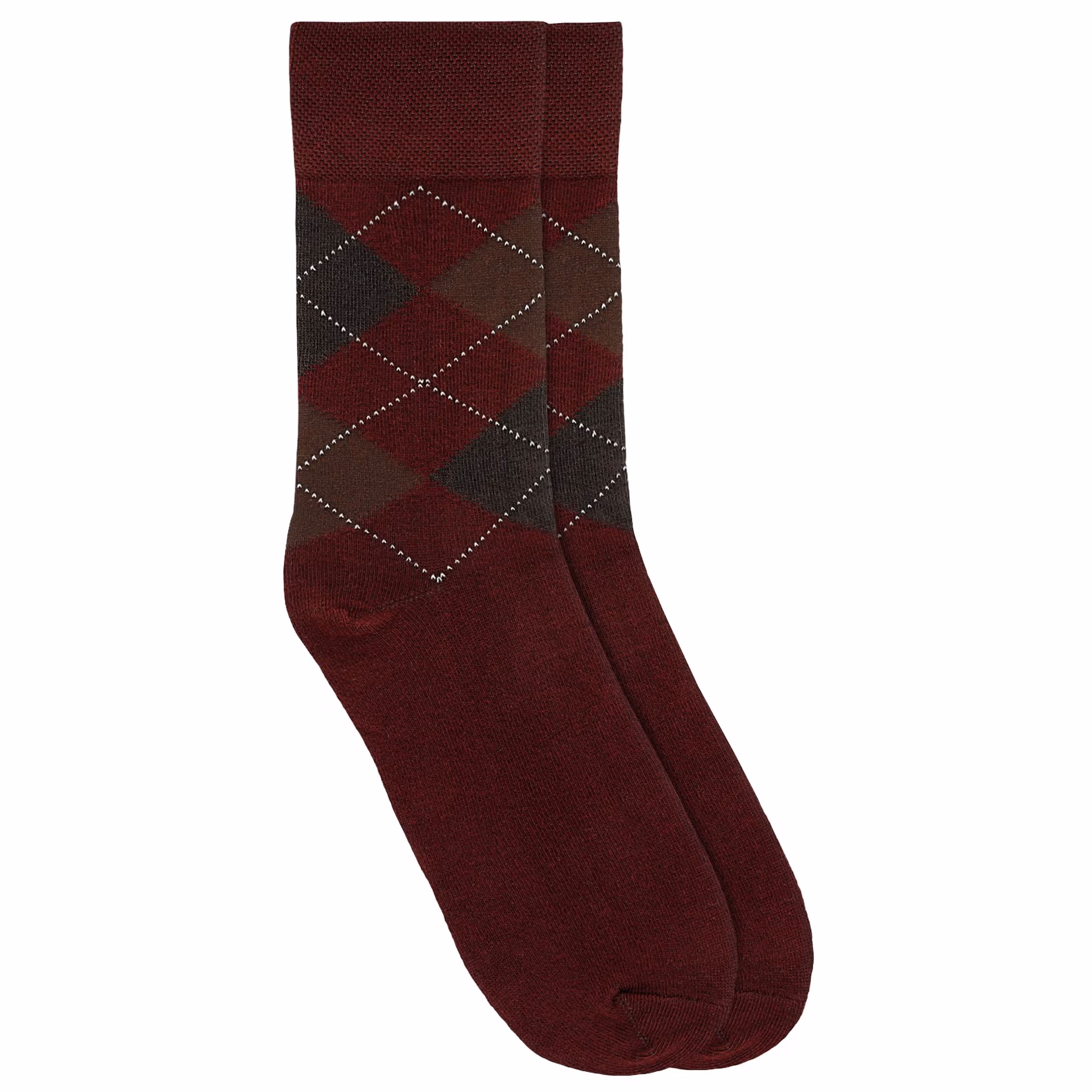 Eleganckie bordowe skarpety z klasycznym wzorem argyle