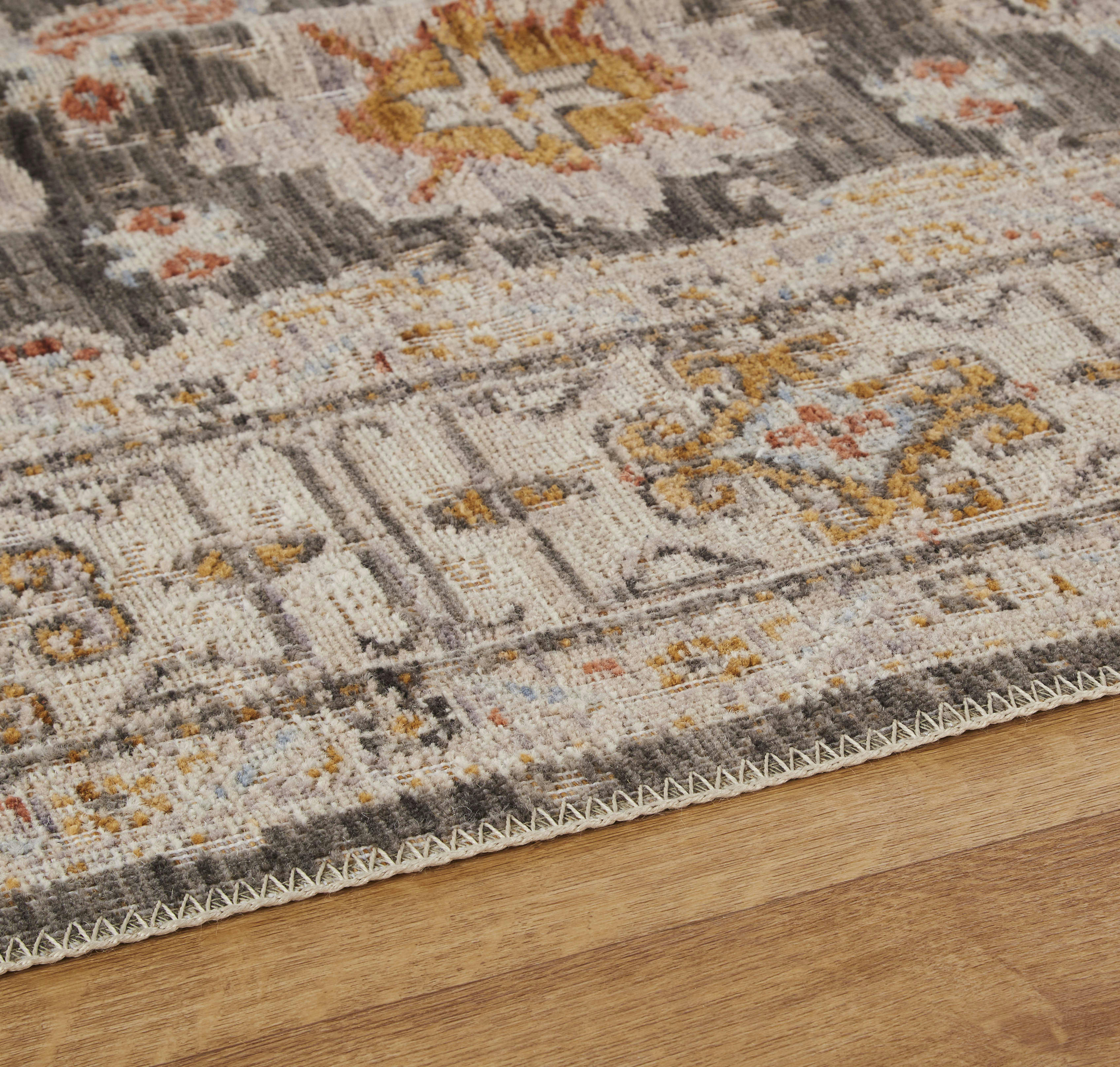 INES - Tapis style oriental tufté jacquard en laine écrue 160x230