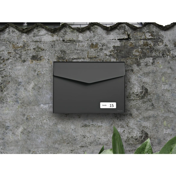 Briefkasten »Letter«, eckig, Stahl, basaltgrau