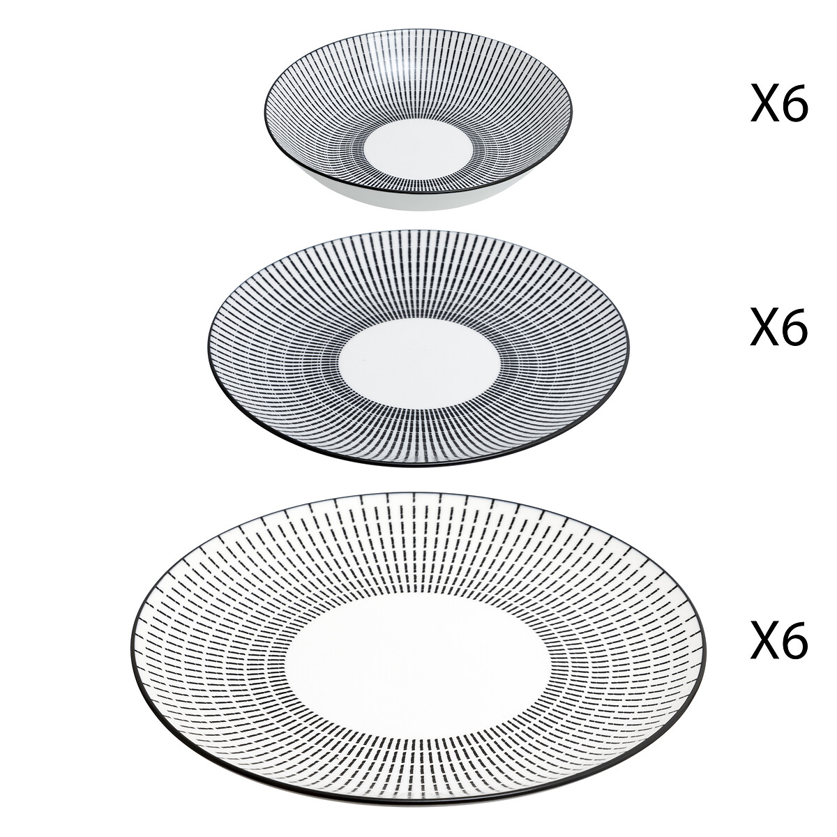 Serviço de mesa LUNIS preto decorado 18 peças