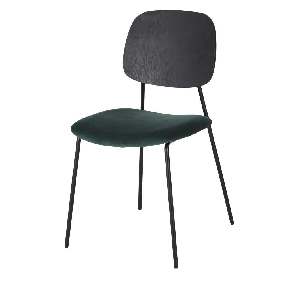 Eye - Chaise en velours vert et dossier noir, OEKO-TEX®