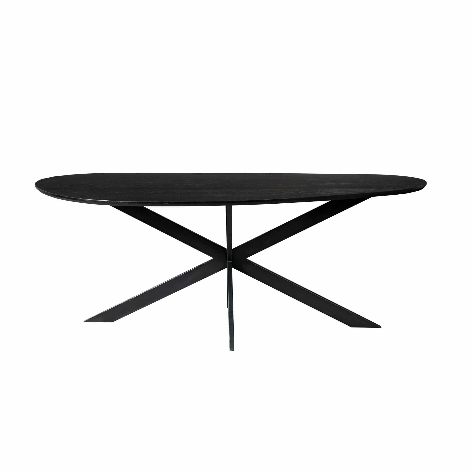 Table à manger bois noir style organique 210 cm LEXTON