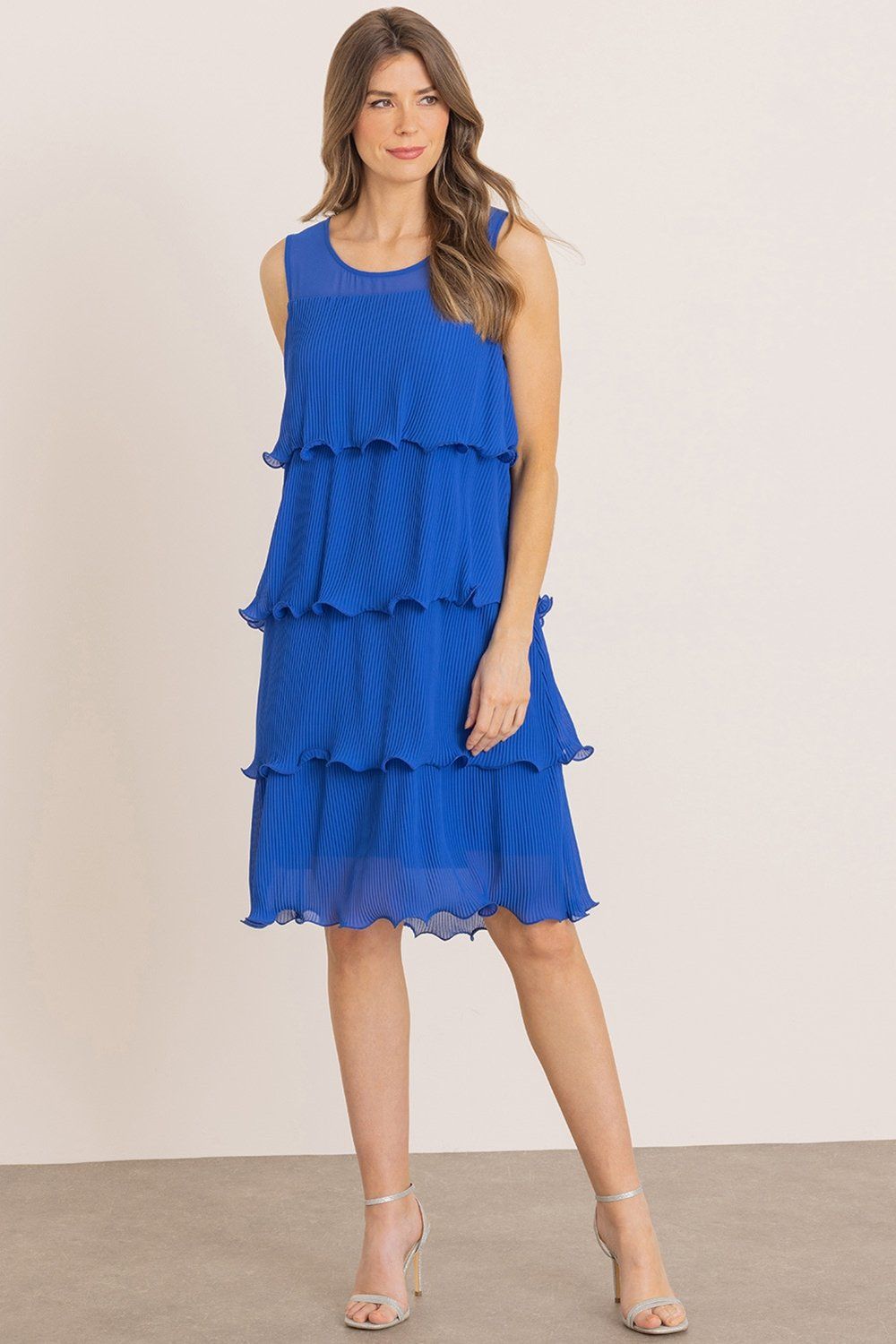 Klass. Pleated Layered Sleeveless Dress