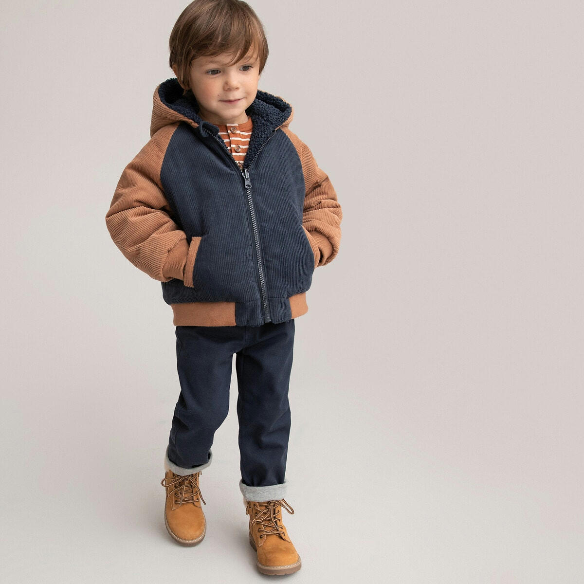 Blouson chaud à capuche réversible