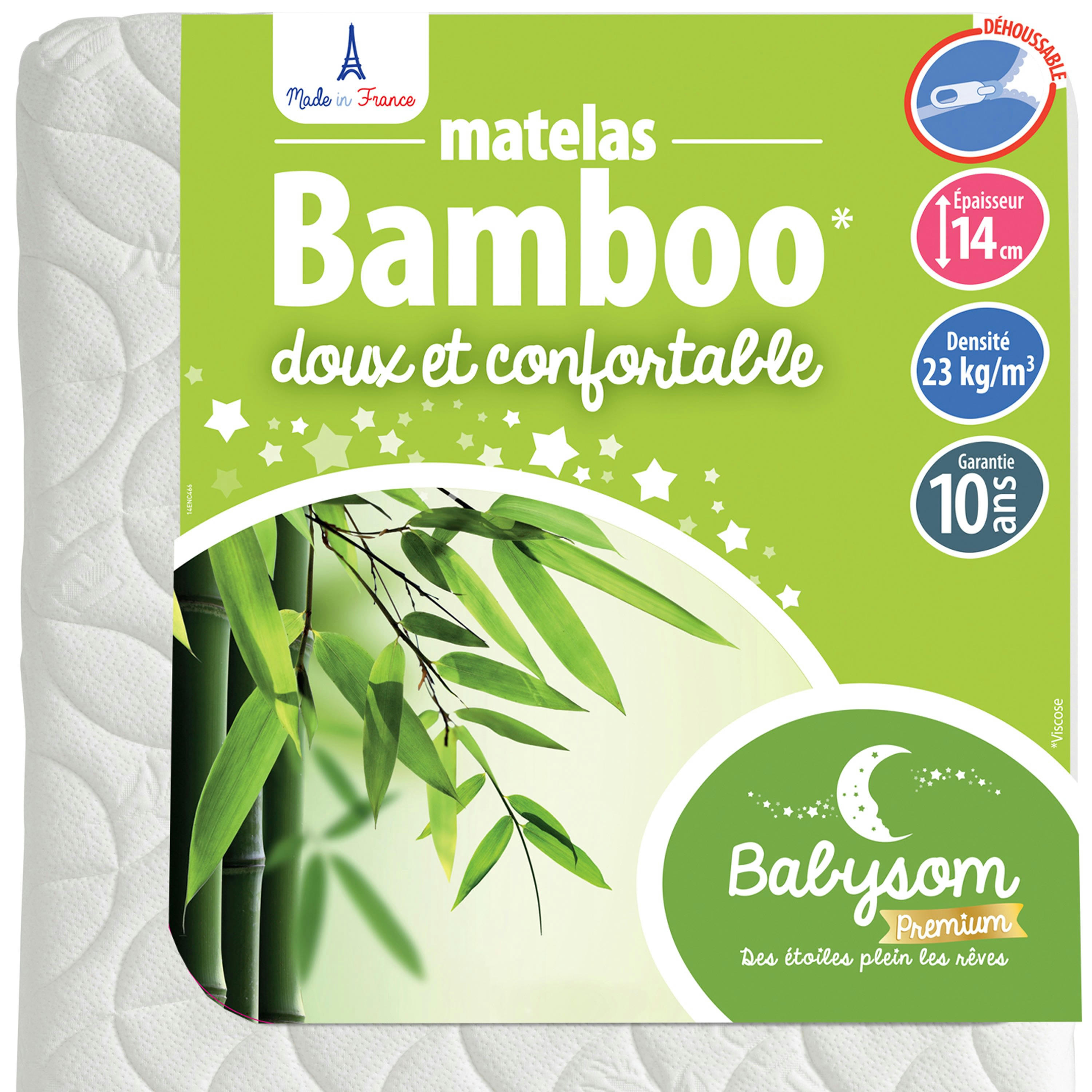 BAMBOO - Matelas bébé housse en viscose douce 60x120x14