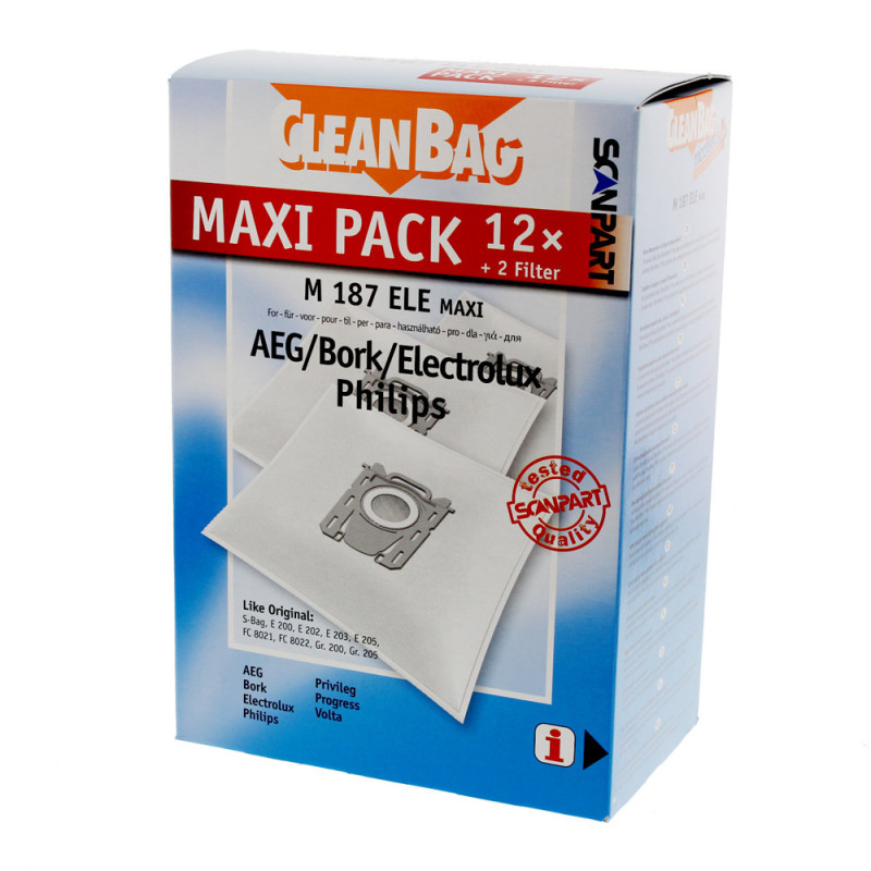 Sac pour aspirateur S-bag AEG/Philips M187ELE 12 pièces