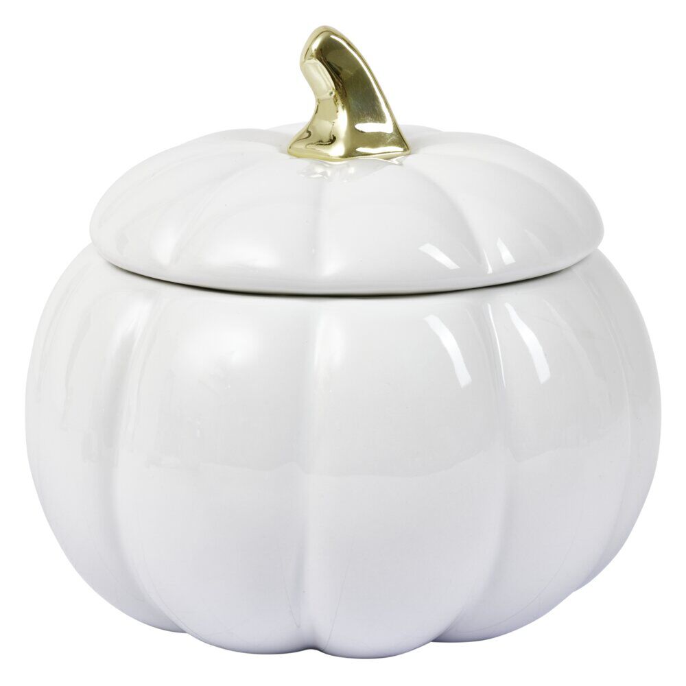 Bonbonnière porcelaine blanc Halloween forme citrouille Ø18cm
