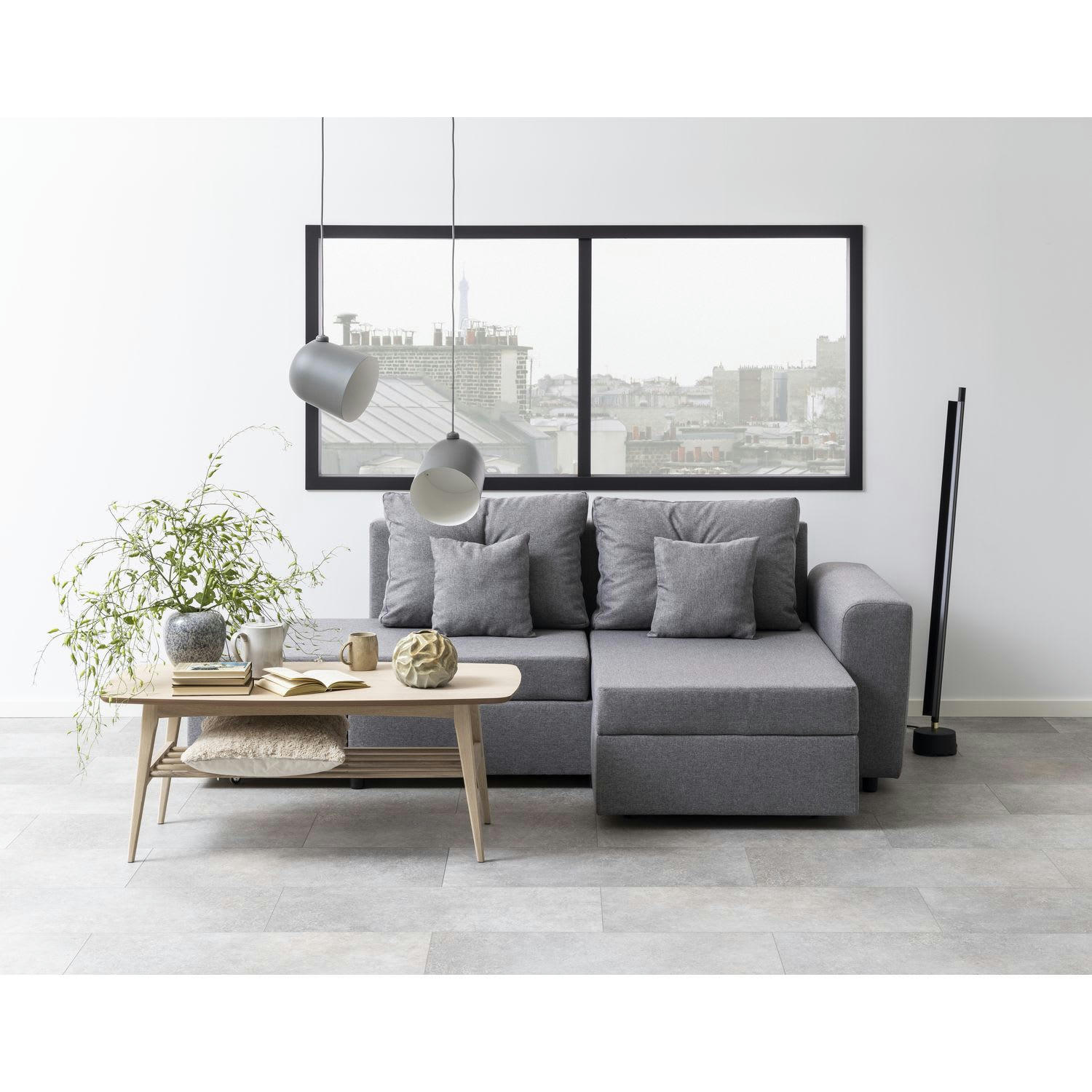 WOODS - Table basse en mdf avec une étagère de rangement beige