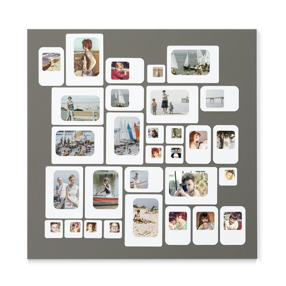 M30 - Cadre photo design pêle mêle gris 69x69cm