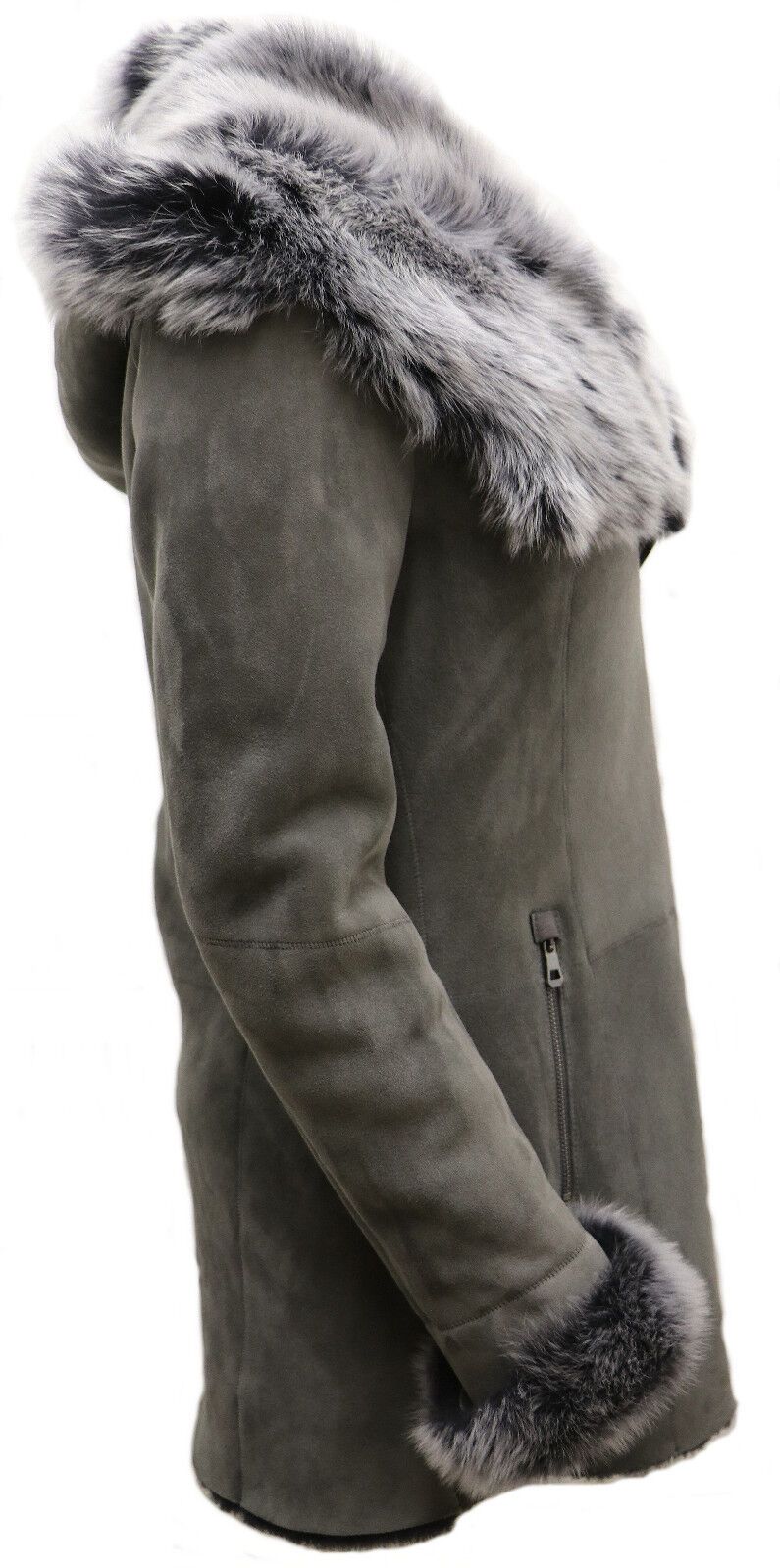 Infinity Leather Suede Hooded Merino Sheepskin Coat-Monrovia