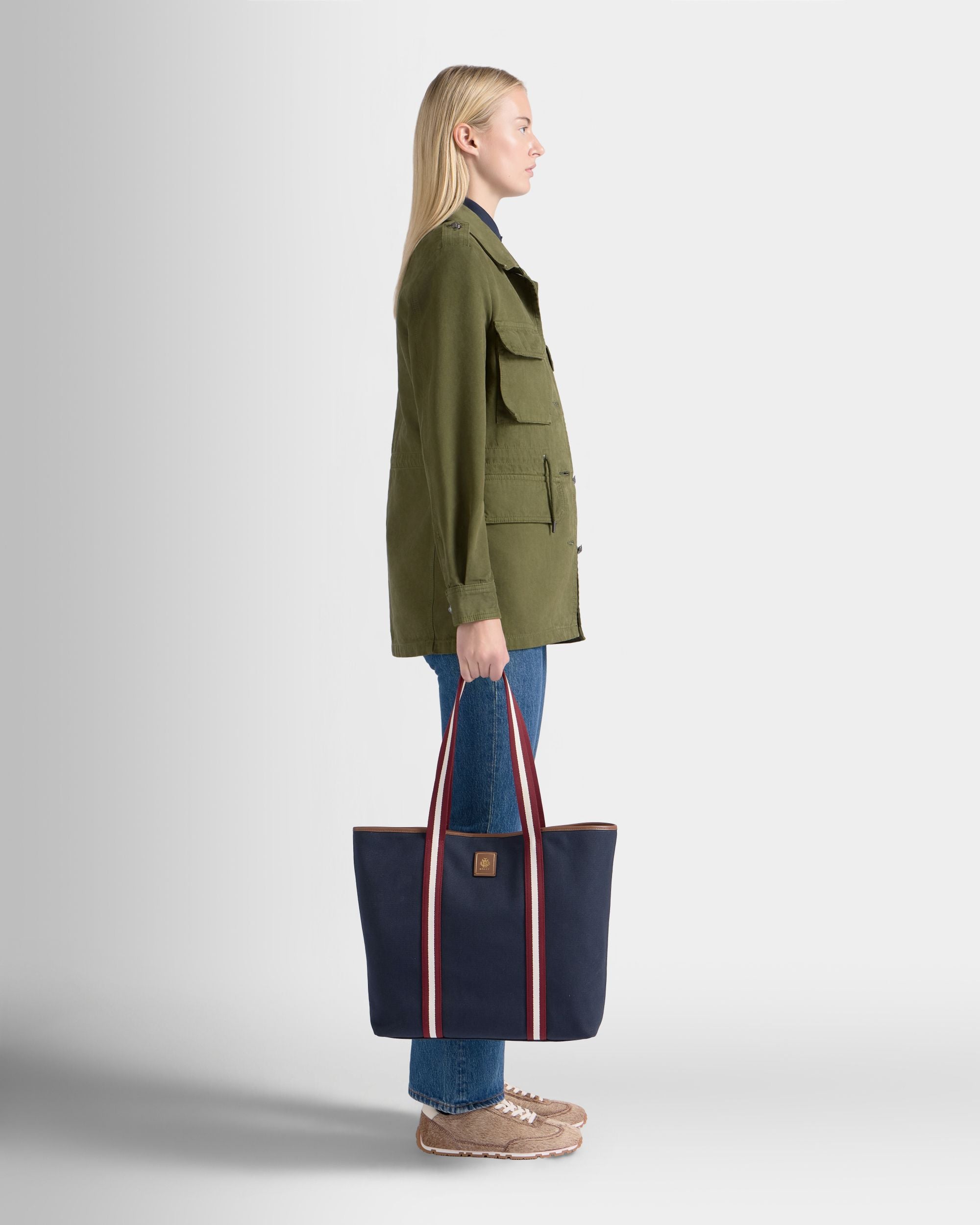 Edelbliss Tote Bag Aus Canvas In Navy Blue Mit Bally-Ribbon-Detail