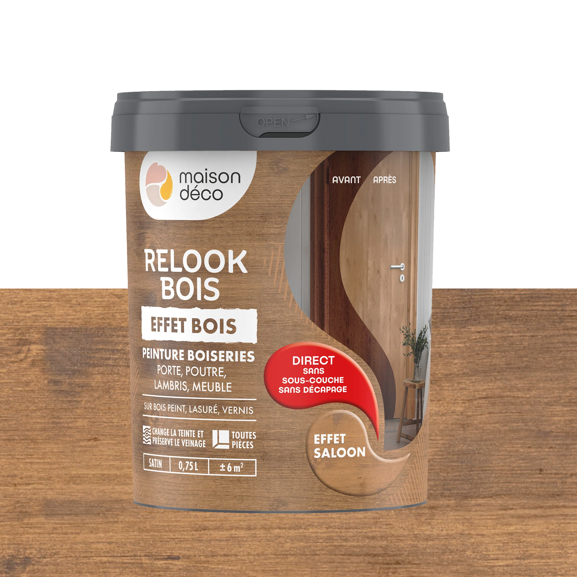 Relook bois effet bois Peinture Peinture saloon Satiné 0,75 L