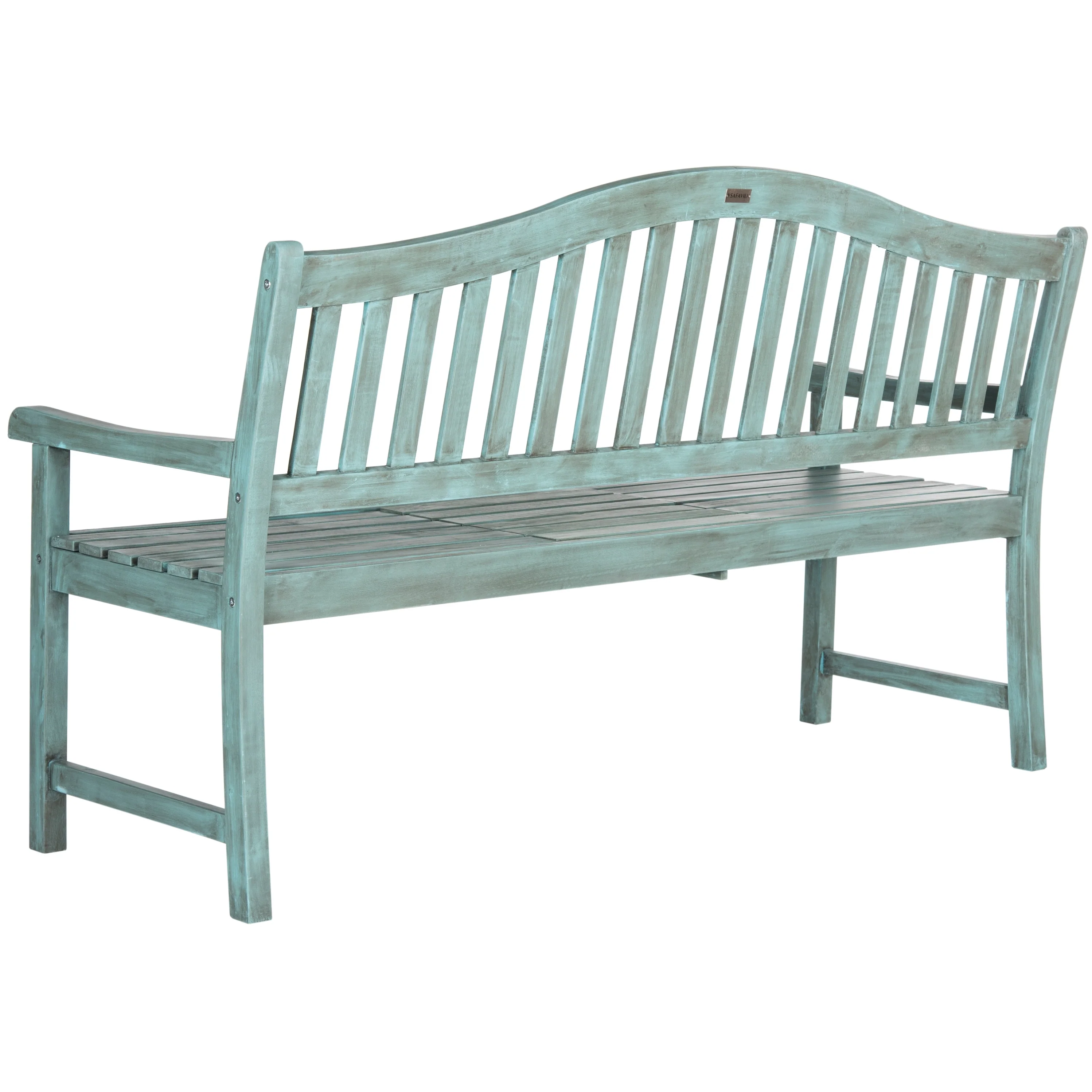 SAFAVIEH Outdoor Living Mischa Beach House Blue Bench - 63W x 25D x 38H