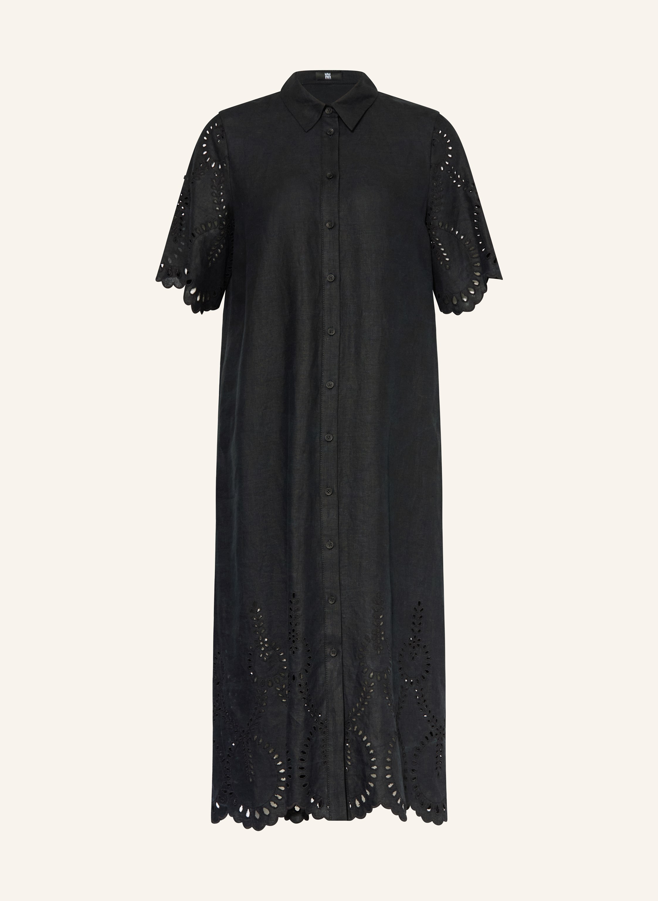 RIANI Hemdblusenkleid aus Leinen mit Lochspitze