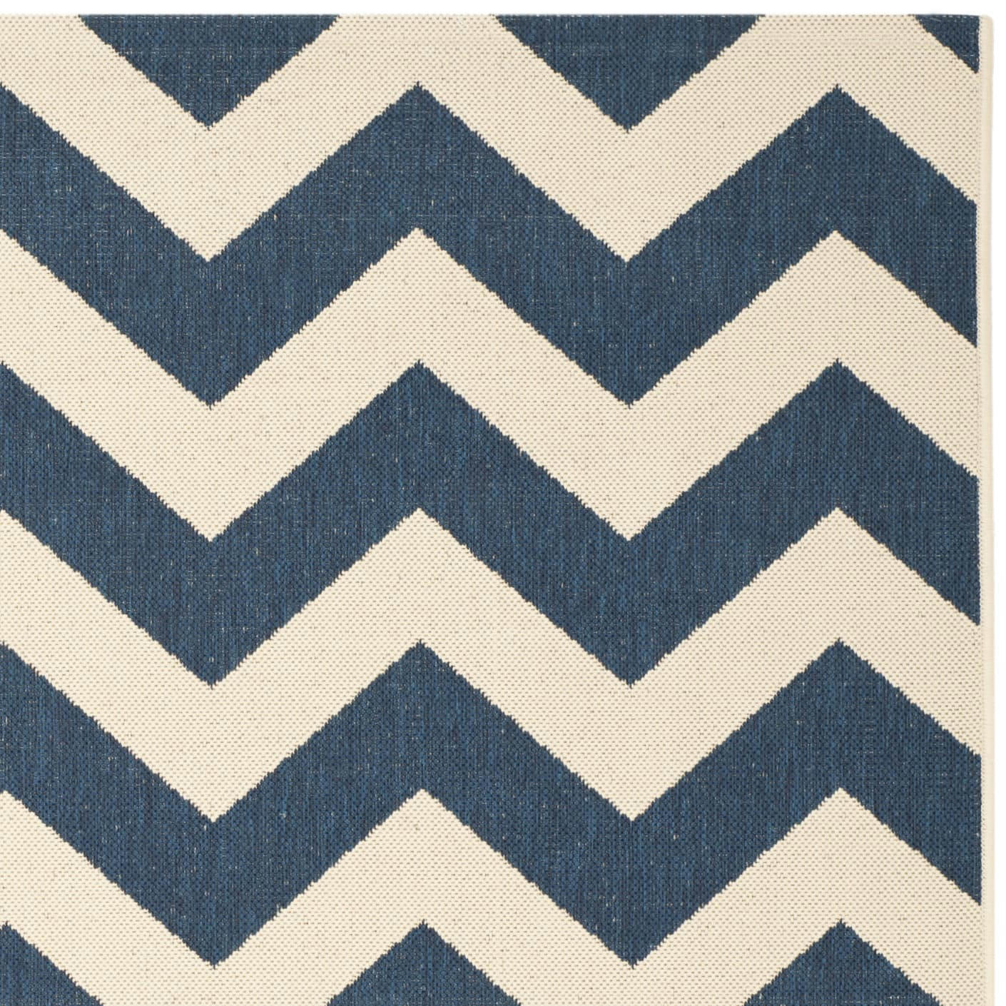 COURTYARD - Tapis interieur & exterieur en bleu marine & beige, 201 x 290 cm