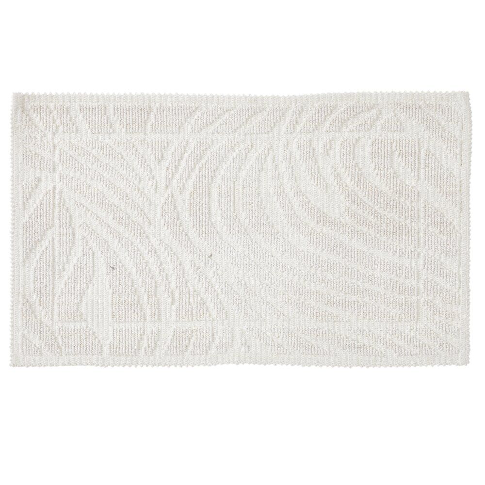Tapis salle de bain coton relief uni beige 80x50cm