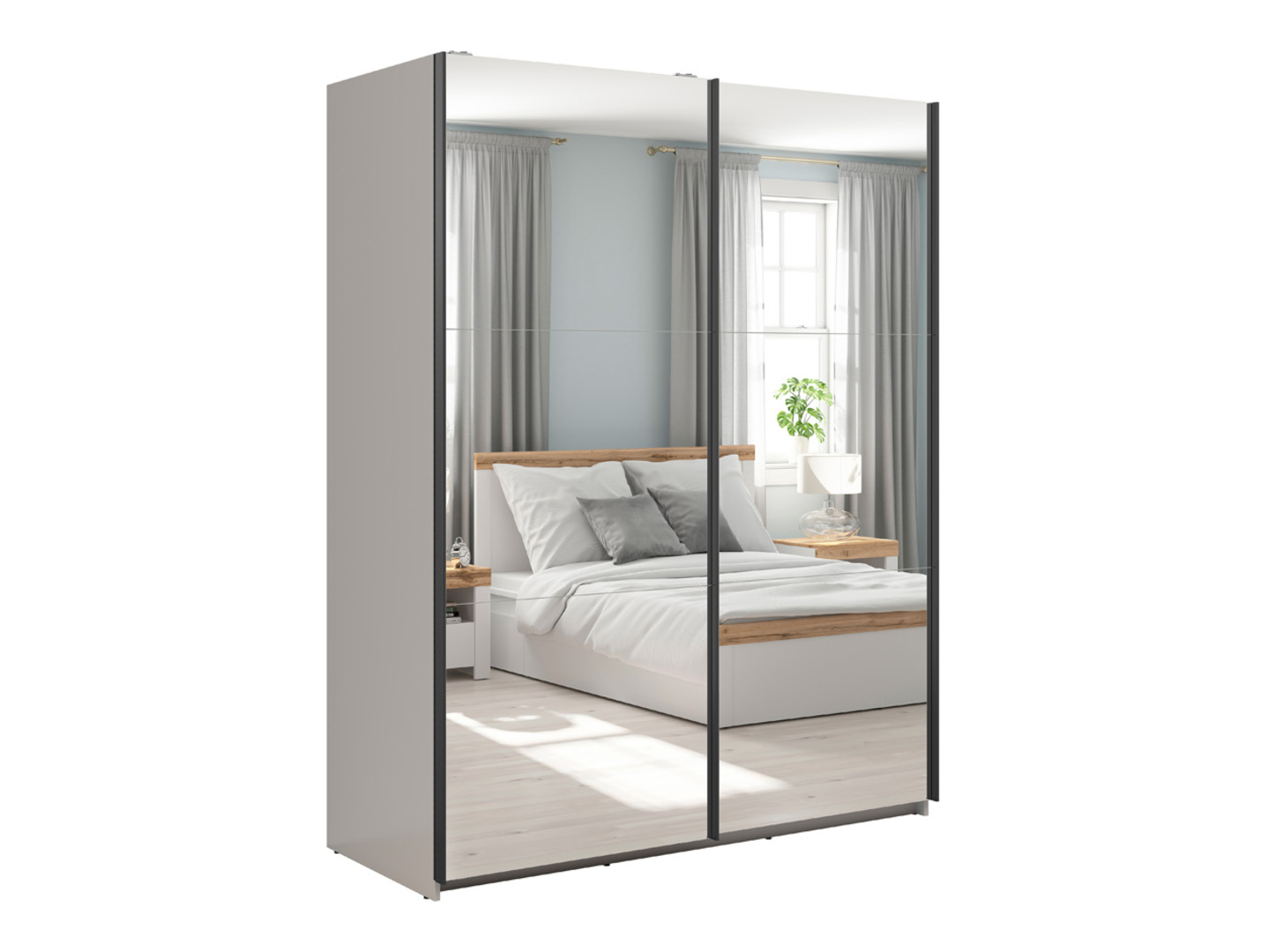 Szafa przesuwna Tetrix 153 cm z lustrem kaszmir