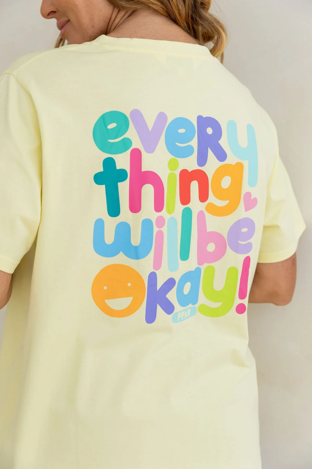 Della Relaxed V-Tee in Be Okay Lemon by Kasey Rainbow