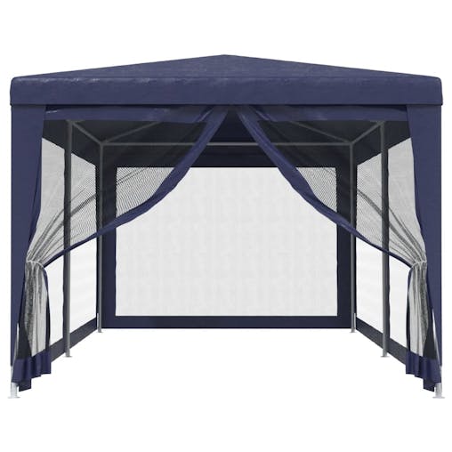 NNEVL Party Tent with 6 Mesh Sidewalls Blue 3x6 m HDPE