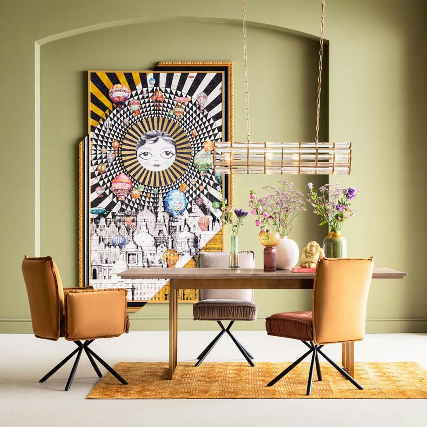 CHELSEA - Chaise en velours marron et acier