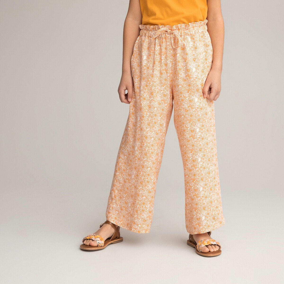 Pantalon large, imprimé fleurs