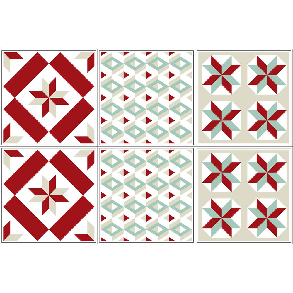 Sticker imitation carreau de ciment 10x10 cm rouge x6