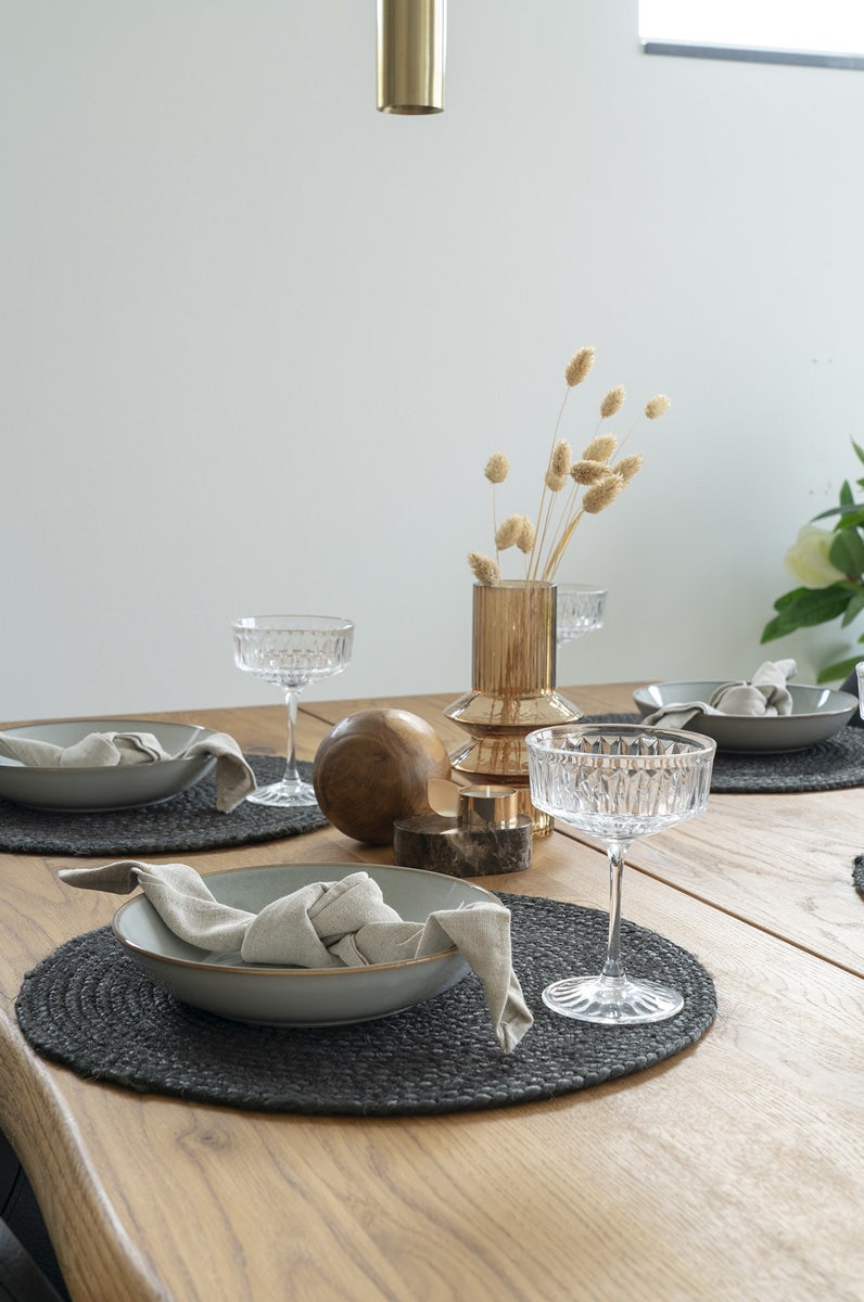 Artichok Milly jute placemat donkergrijs - set van 4 - Ø 38 cm