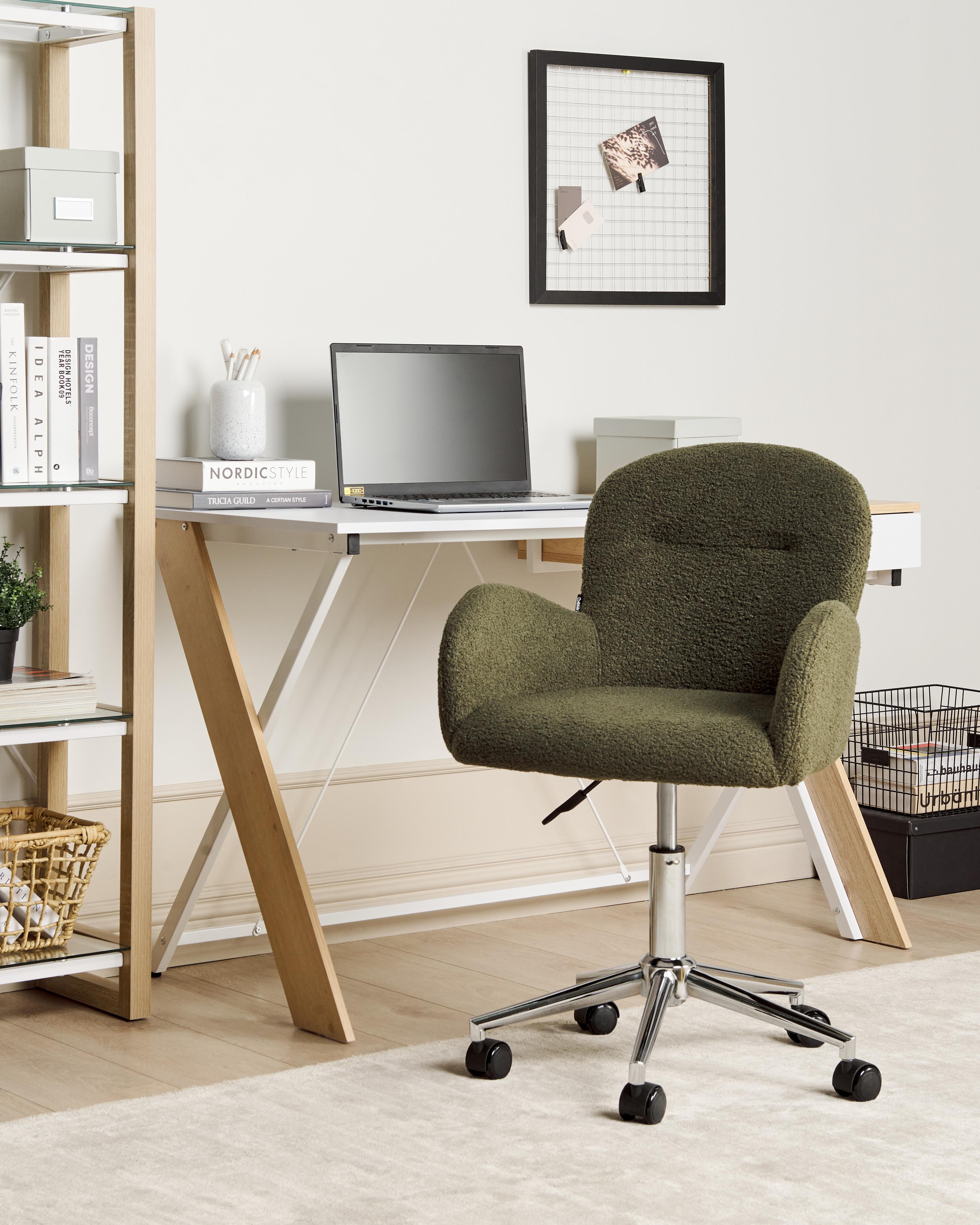 Desk Chair PRIDDY Boucle Dark Green