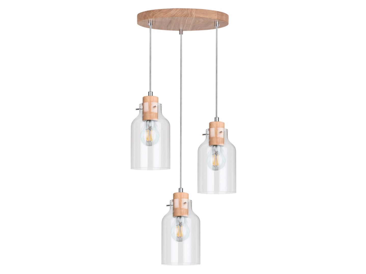 Lampa wisząca Alessandro Wood 3-punktowa drewniana jasno brązowa