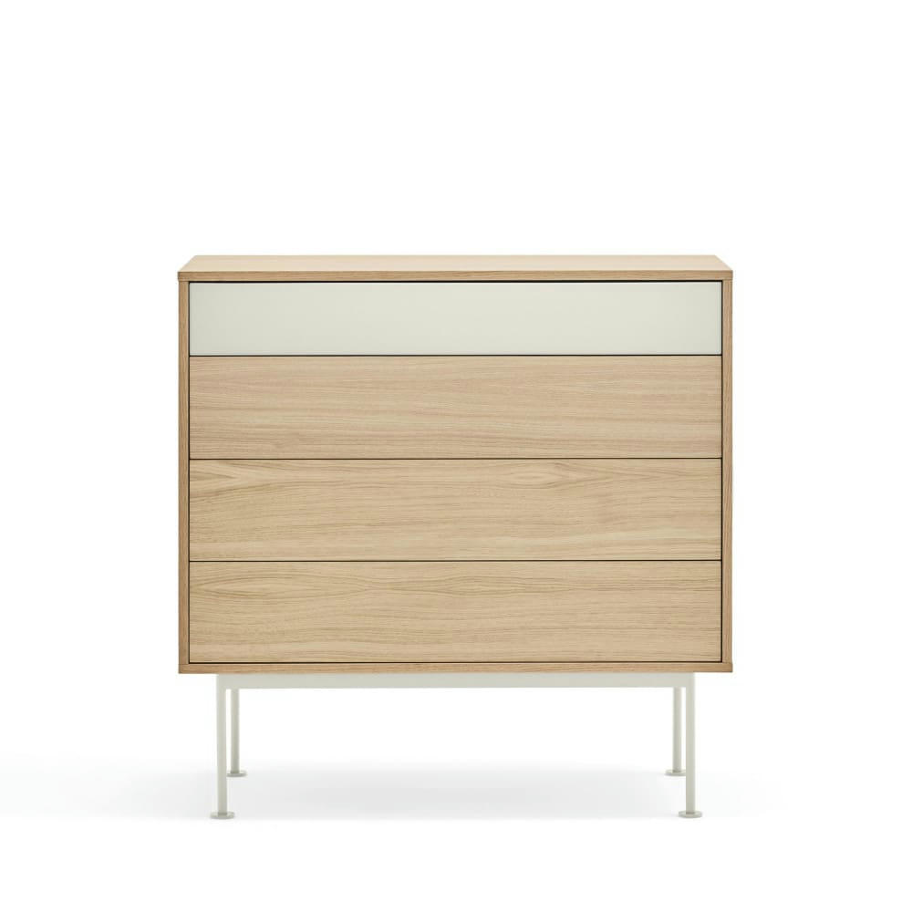 YOKO - Commode 4 tiroirs en bois L90xH45cm blanc