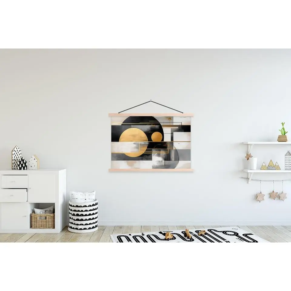 MuchoWow - Schoolplaat/ wandhanger - Abstract - Goud - Zilver - Vormen