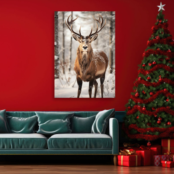 Feeby Obraz na płótnie, Renifer w lesie 40x60