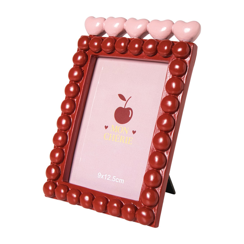 Fotolijst hartjes - roze/rood - 9x12.5 cm