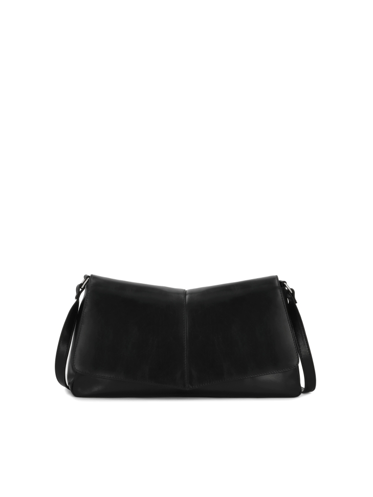 Black handbag with strap